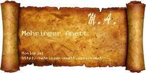 Mehringer Anett névjegykártya